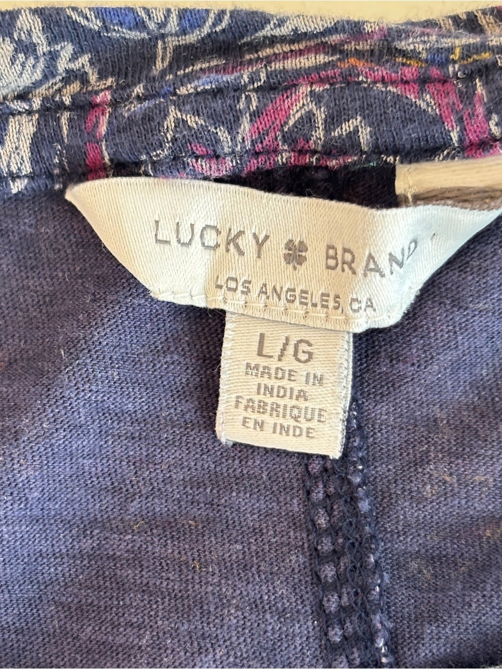 LUCKY BRAND Paisley Knit Top Women’s Large Multicolor Boho Festival Split Back - Picture 3 of 6